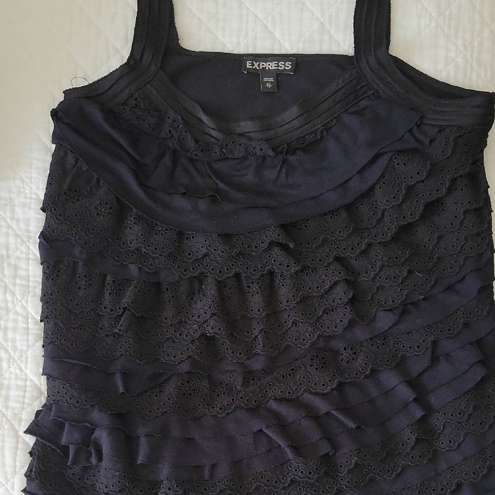 Express Black Ruffled Women's Top